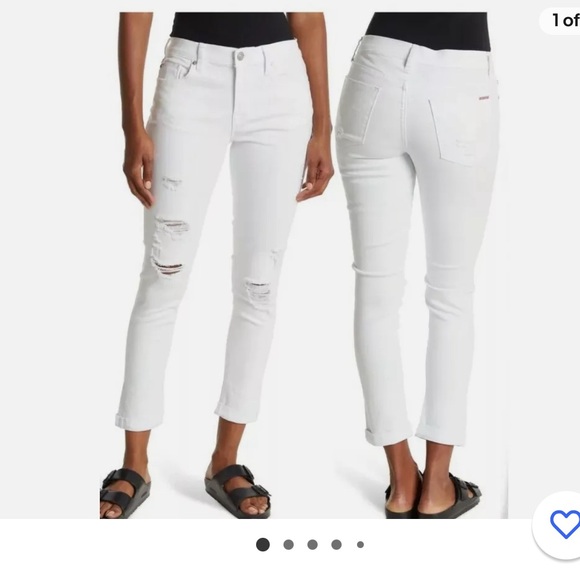 Hudson Natalie Mid-Rise Slim Boyfriend White Jeans, Size 30 - Picture 1 of 9